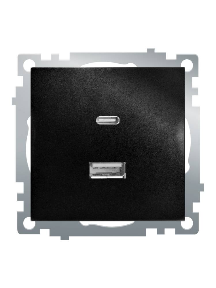 Розетка 2-местная USB + type C Stekker Катрин GLS10-7116-05 50055
