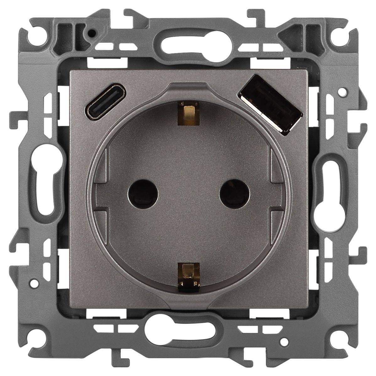Розетка со шторками с USB type-A+C Эра 12-4108-16 Б0067762