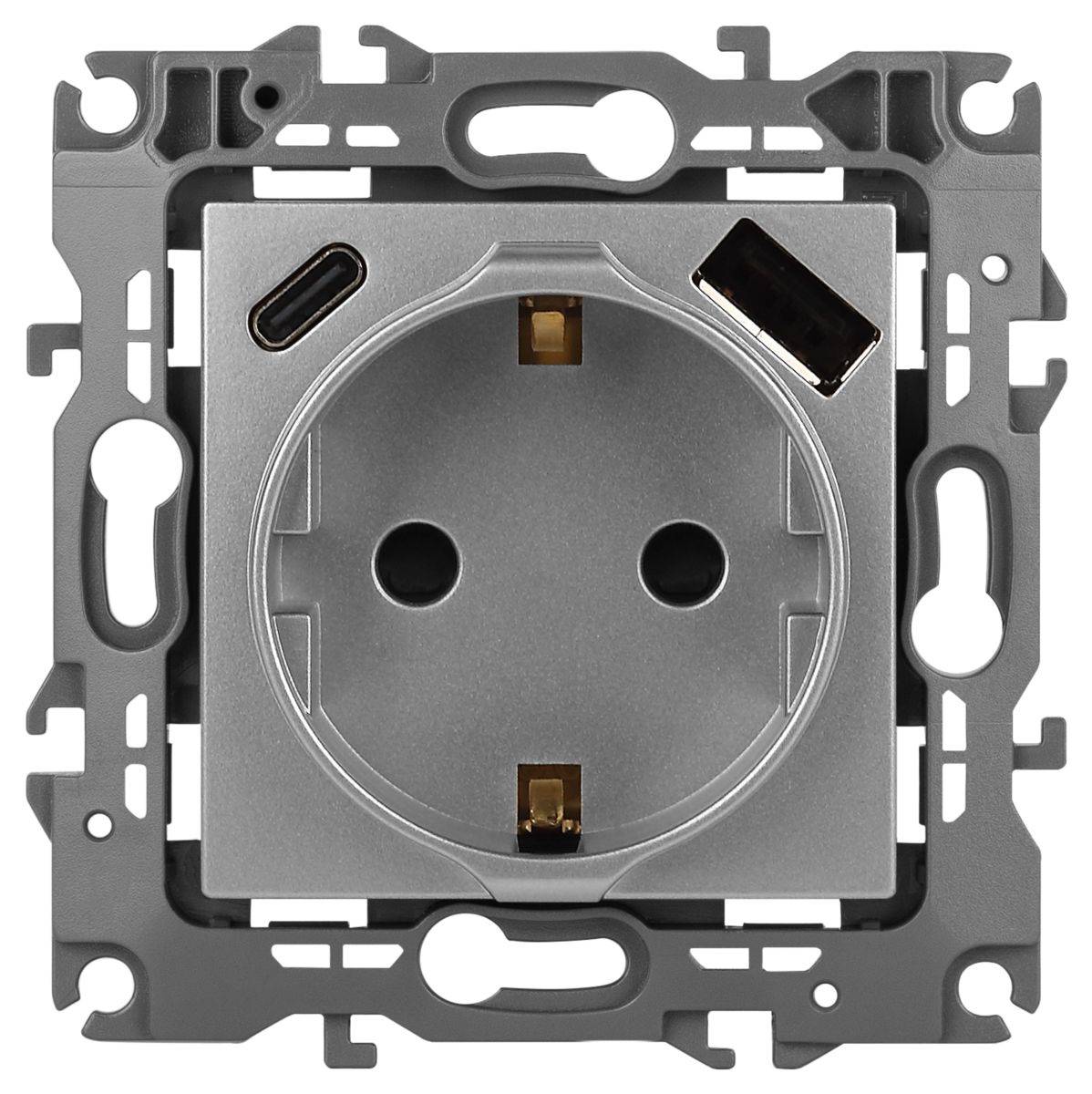 Розетка со шторками с USB type-A+C Эра 12-4108-03 Б0067716