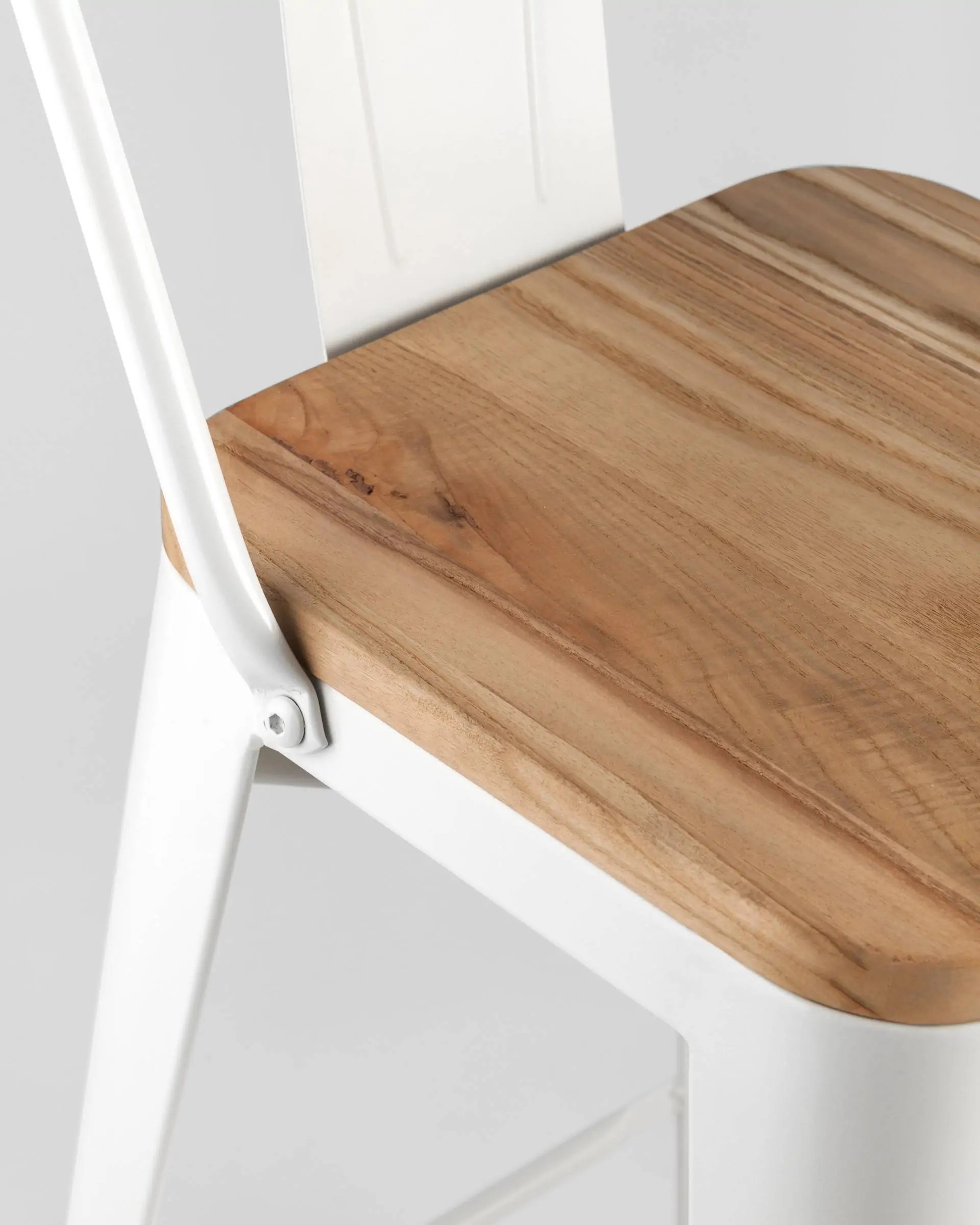 Стул полубарный TOLIX WOOD со спинкой белый глянцевый