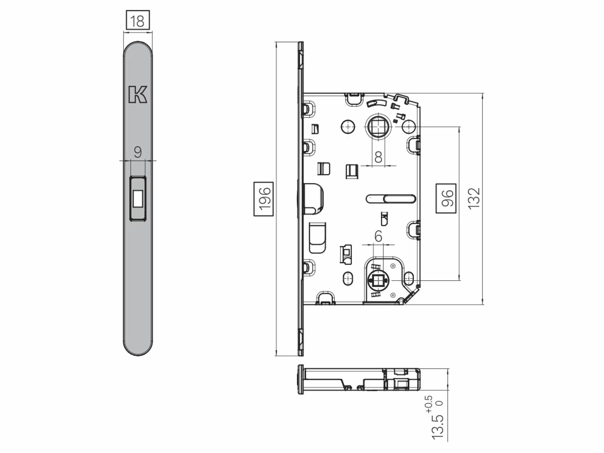 Замок межкомнатный магнитный KOBLENZ SPINOFF WC96 KM.003.CM.A.4.COV.CS с доводчиком CS матовый хром