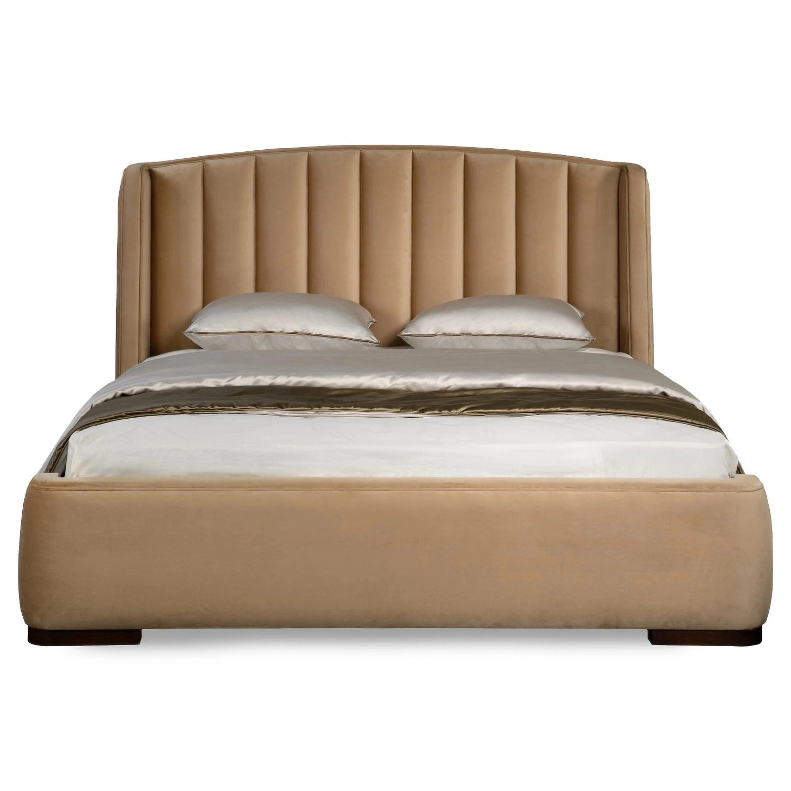 Кровать Джемма (Gemma) с решеткой отделка ткань кат.3 Velour 220-06, ножки темный орех FB.BD.SLN.803